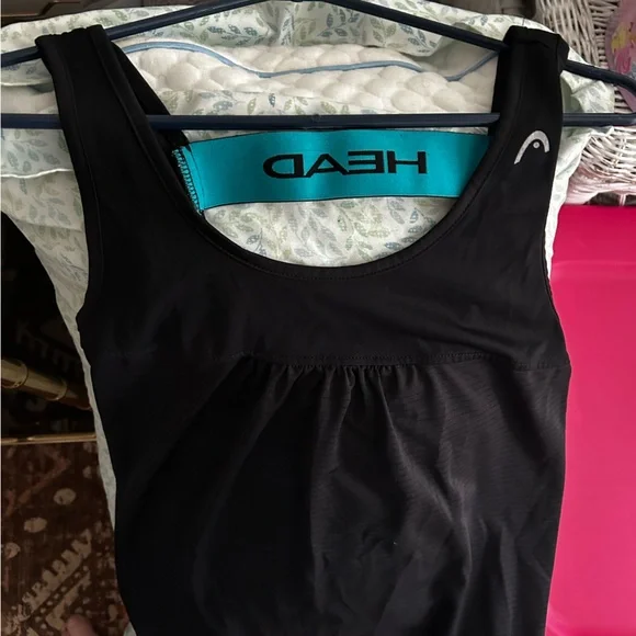 EUC HEAD Women’s Black Racer Back Sleeveless Tank with Teal Accent & Loose Fit - Picture 3 of 6